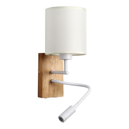 Brilagi - LED Lampada flessibile da muro NUBILA WOOD 1xE27/25W/230V + LED/3W quercia/bianco/color crema