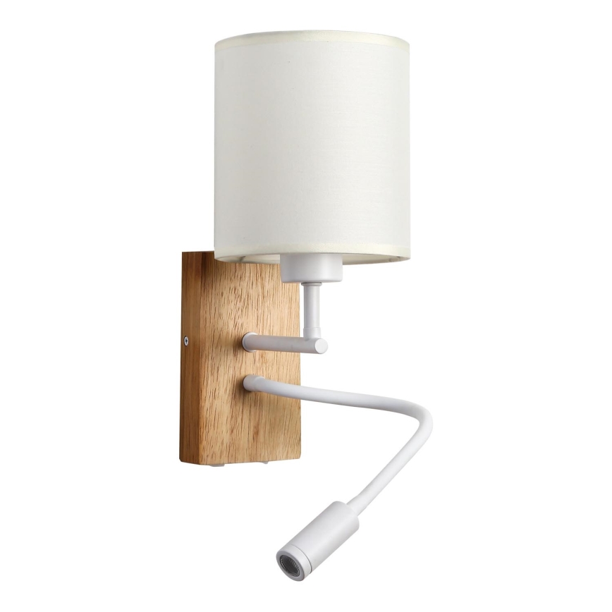 Brilagi - LED Lampada flessibile da muro NUBILA WOOD 1xE27/25W/230V + LED/3W quercia/bianco/color crema
