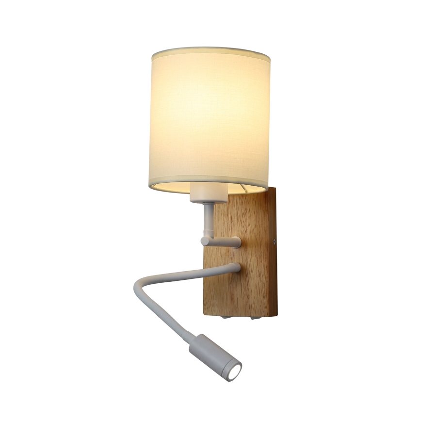 Brilagi - LED Lampada flessibile da muro NUBILA WOOD 1xE27/25W/230V + LED/3W quercia/bianco/color crema
