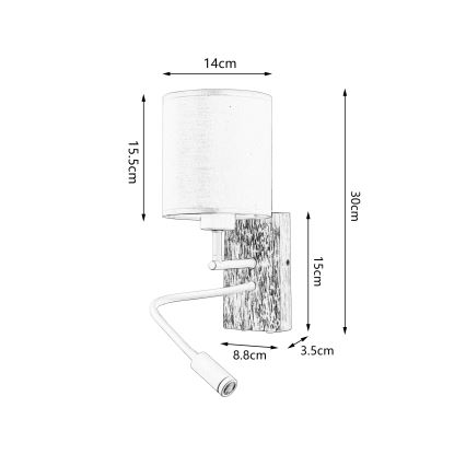 Brilagi - LED Lampada flessibile da muro NUBILA WOOD 1xE27/25W/230V + LED/3W quercia/bianco/color crema