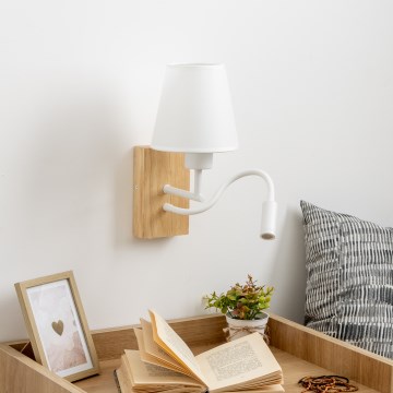 Brilagi - LED Lampada flessibile da muro NUBILA WOOD 1xE27/25W/230V + LED/3W quercia/bianco