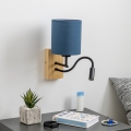 Brilagi - LED Lampada flessibile da muro NUBILA WOOD 1xE27/25W/230V + LED/3W quercia/blu scuro