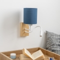 Brilagi - LED Lampada flessibile da muro NUBILA WOOD 1xE27/25W/230V + LED/3W quercia/blu scuro