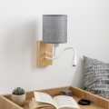 Brilagi - LED Lampada flessibile da muro NUBILA WOOD 1xE27/25W/230V + LED/3W quercia/grigio