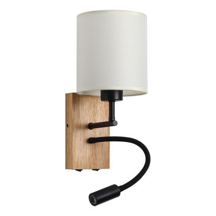 Brilagi - LED Lampada flessibile da muro NUBILA WOOD 1xE27/25W/230V + LED/3W quercia/nero/color crema