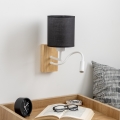 Brilagi - LED Lampada flessibile da muro NUBILA WOOD 1xE27/25W/230V + LED/3W quercia/nero