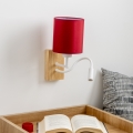 Brilagi - LED Lampada flessibile da muro NUBILA WOOD 1xE27/25W/230V + LED/3W quercia/Pompeiana rosso