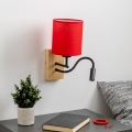 Brilagi - LED Lampada flessibile da muro NUBILA WOOD 1xE27/25W/230V + LED/3W quercia/rosso