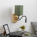 Brilagi - LED Lampada flessibile da muro NUBILA WOOD 1xE27/25W/230V + LED/3W quercia/verde