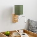 Brilagi - LED Lampada flessibile da muro NUBILA WOOD 1xE27/25W/230V + LED/3W quercia/verde