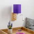 Brilagi - LED Lampada flessibile da muro NUBILA WOOD 1xE27/25W/230V + LED/3W quercia/viola