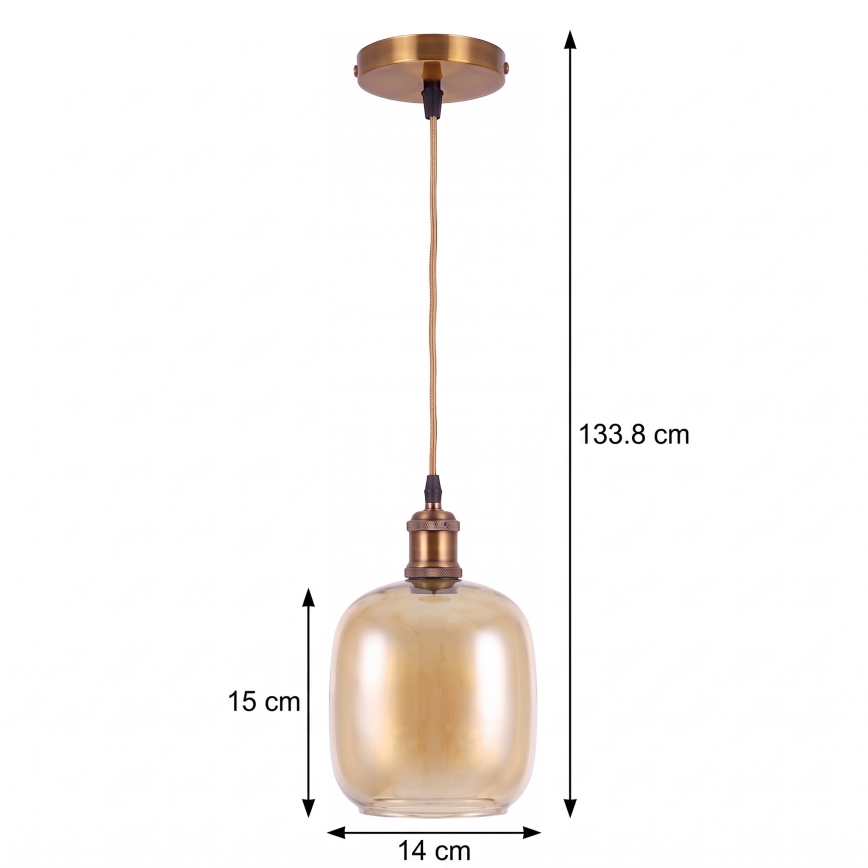 BRILAGI - Lampada a sospensione LED su cavo RETRO GLASS 1xE27/60W/230V Ø 14 cm oro/marrone fumé