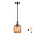 BRILAGI - LED Lampadario a cavo RETRO GLASS 1xE27/60W/230V Ø 14 cm nero/marrone fumé