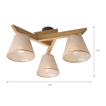 Brilagi - LED  Lampadario a plafone ANTHONY 3xE14/40W/230V quercia/beige