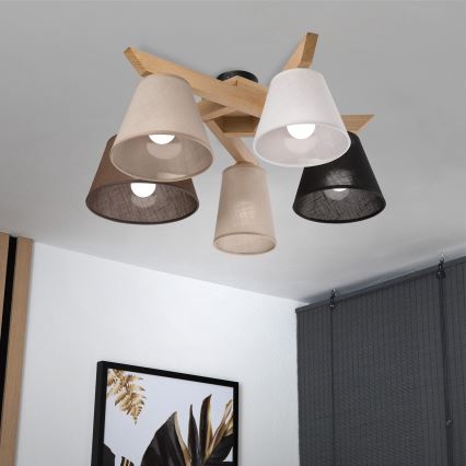 Brilagi - LED  Lampadario a plafone ANTHONY 5xE14/40W/230V quercia