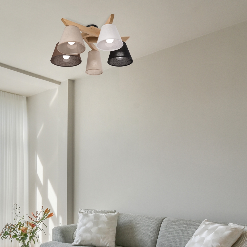 Brilagi - LED  Lampadario a plafone ANTHONY 5xE14/40W/230V quercia