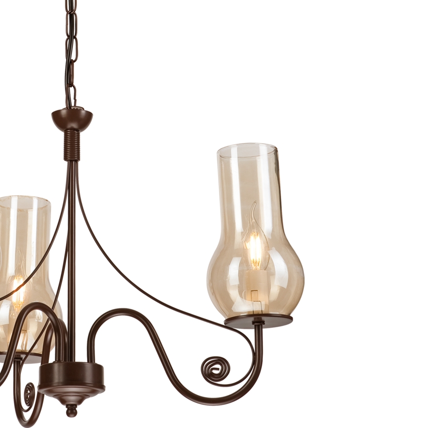 Brilagi - LED Lampadario a sospensione con catena COTTAGE 3xE14/40W/230V marrone