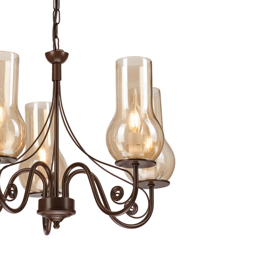 Brilagi - LED Lampadario a sospensione con catena COTTAGE 5xE14/40W/230V marrone
