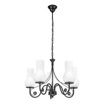 Brilagi - LED Lampadario a sospensione con catena COTTAGE 5xE14/40W/230V nero/bianco
