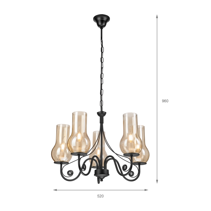 Brilagi - LED Lampadario a sospensione con catena COTTAGE 5xE14/40W/230V nero/marrone