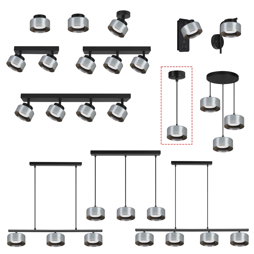 Brilagi - LED Lampadario a sospensione con cavo AURA LUX 1xGX53/30W/230V nero/fumé