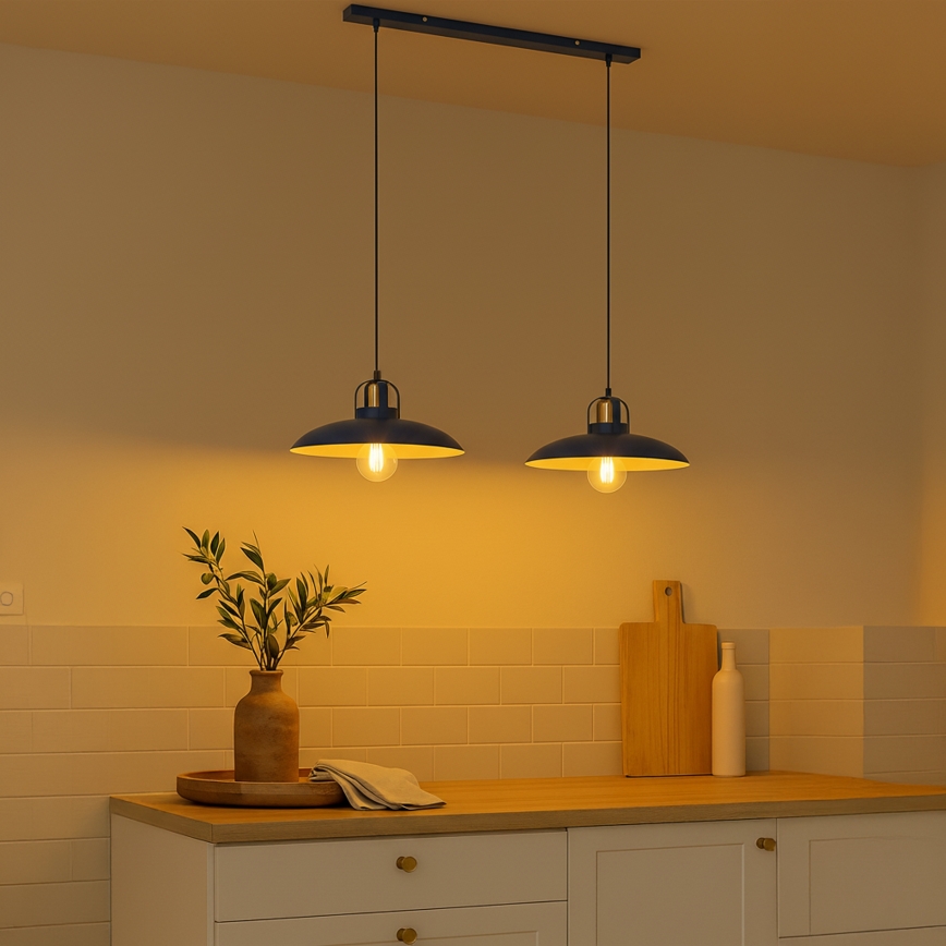 Brilagi - LED Lampadario a sospensione con filo FLAMENGO 2xE27/60W/230V blu