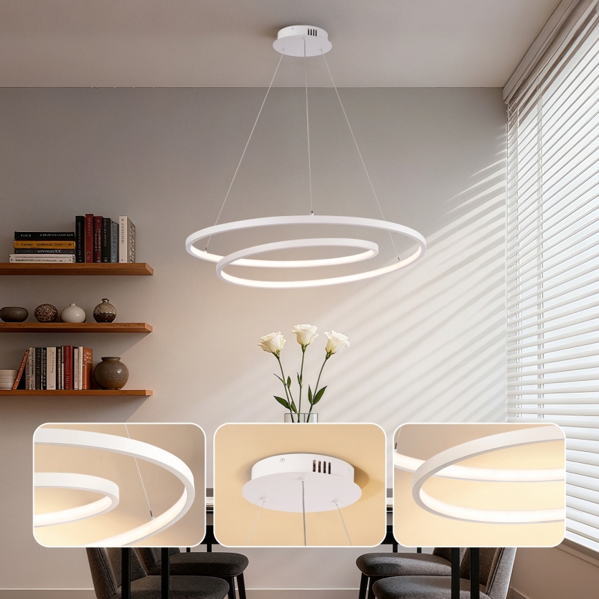 Brilagi - Lampadario LED dimmerabile a sospensione con cavo TWISTER LED/75W/230V 3000-6000K Ø 70 cm bianco + telecomando