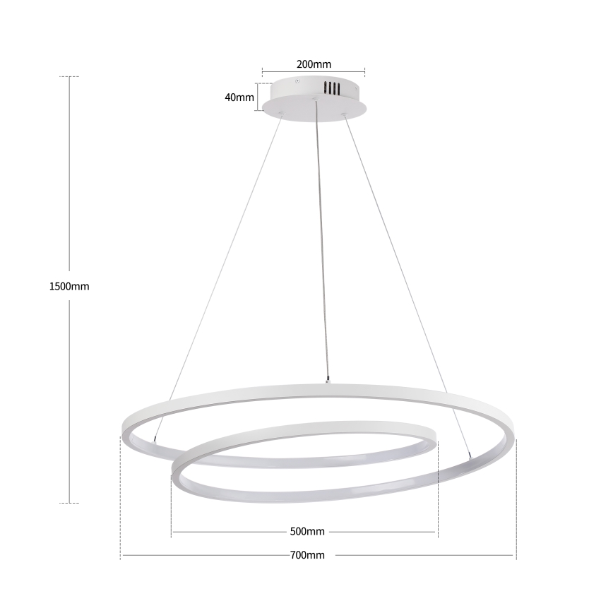 Brilagi - Lampadario LED dimmerabile a sospensione con cavo TWISTER LED/75W/230V 3000-6000K Ø 70 cm bianco + telecomando