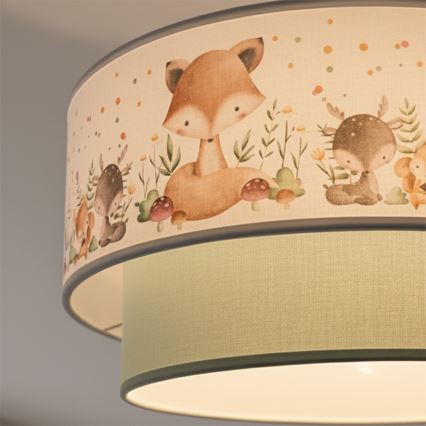 Brilagi - Lampadario LED a sospensione per bambini BOBO 1xE27/60W/230V Ø 40 cm bianco/verde con animaletti