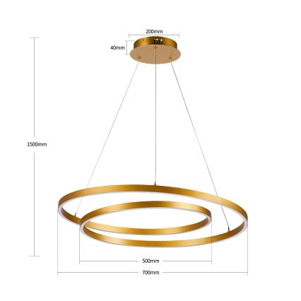 Brilagi - Lampadario dimmerabile a sospensione TWISTER LED/75W/230V 3000-6000K Ø 70 cm oro + telecomando