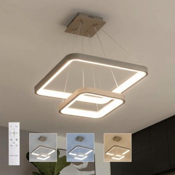 BRILAGI - LED lampadario dimmerabile a sospensione con cavo FALCON SLIM LED/78W/230V 3000-6500K 50x50 cm beige + telecomando