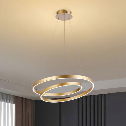 Brilagi - Lampadario LED dimmerabile a cavo TWISTER LED/48W/230V 3000-6000K Ø 50 cm oro + telecomando