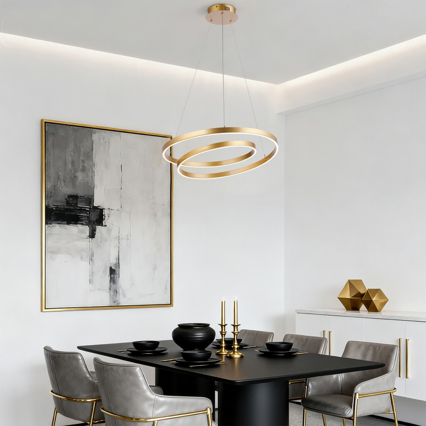 Brilagi - Lampadario LED dimmerabile a cavo TWISTER LED/48W/230V 3000-6000K Ø 50 cm oro + telecomando