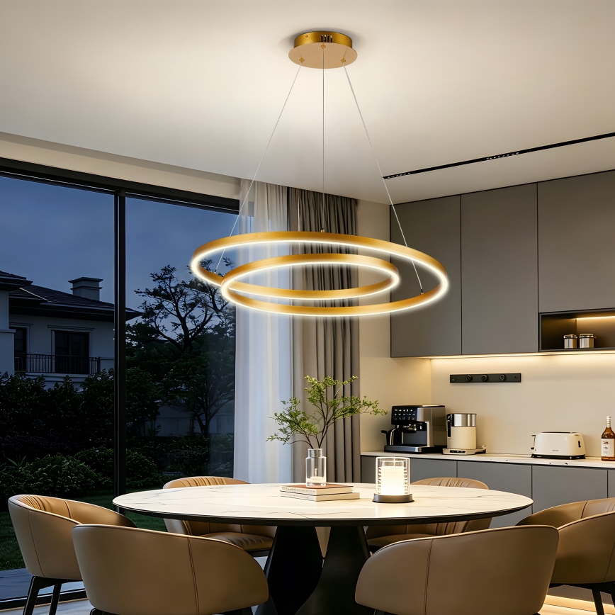 BRILAGI - Lampadario a sospensione dimmerabile con cavo TWISTER LED/75W/230V 3000-6000K Ø 70 cm oro + telecomando