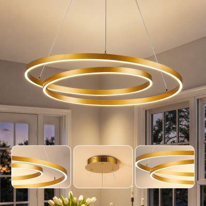 BRILAGI - Lampadario a sospensione dimmerabile con cavo TWISTER LED/75W/230V 3000-6000K Ø 70 cm oro + telecomando