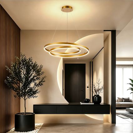 BRILAGI - Lampadario a sospensione dimmerabile con cavo TWISTER LED/75W/230V 3000-6000K Ø 70 cm oro + telecomando