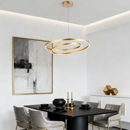 Brilagi - Lampadario LED dimmerabile a sospensione su cavo TWISTER LED/75W/230V 3000-6000K Ø 70 cm oro + telecomando