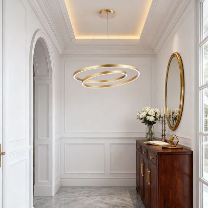 Brilagi - Lampadario LED dimmerabile a sospensione su cavo TWISTER LED/75W/230V 3000-6000K Ø 70 cm oro + telecomando