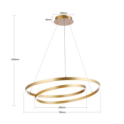 Brilagi - Lampadario LED dimmerabile a sospensione su cavo TWISTER LED/75W/230V 3000-6000K Ø 70 cm oro + telecomando
