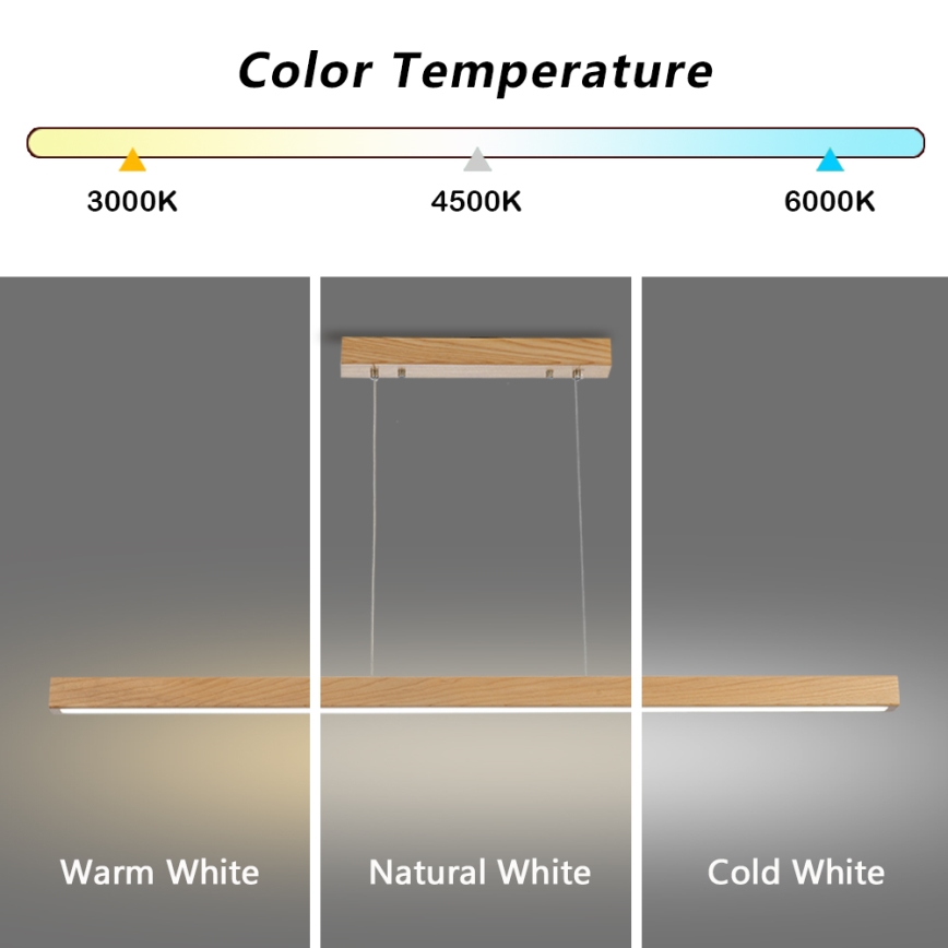Brilagi - Lampadario dimmerabile LED a sospensione con cavo OAK SMART LED/30W/230V Wi-Fi Tuya rovere + telecomando
