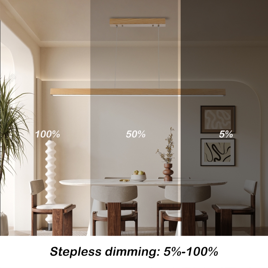 Brilagi - Lampadario dimmerabile LED a sospensione con cavo OAK SMART LED/30W/230V Wi-Fi Tuya rovere + telecomando