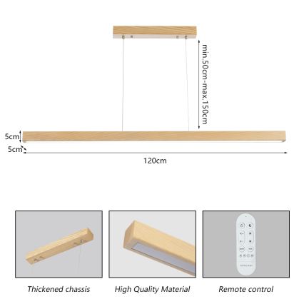 Brilagi - Lampadario dimmerabile LED a sospensione con cavo OAK SMART LED/30W/230V Wi-Fi Tuya rovere + telecomando