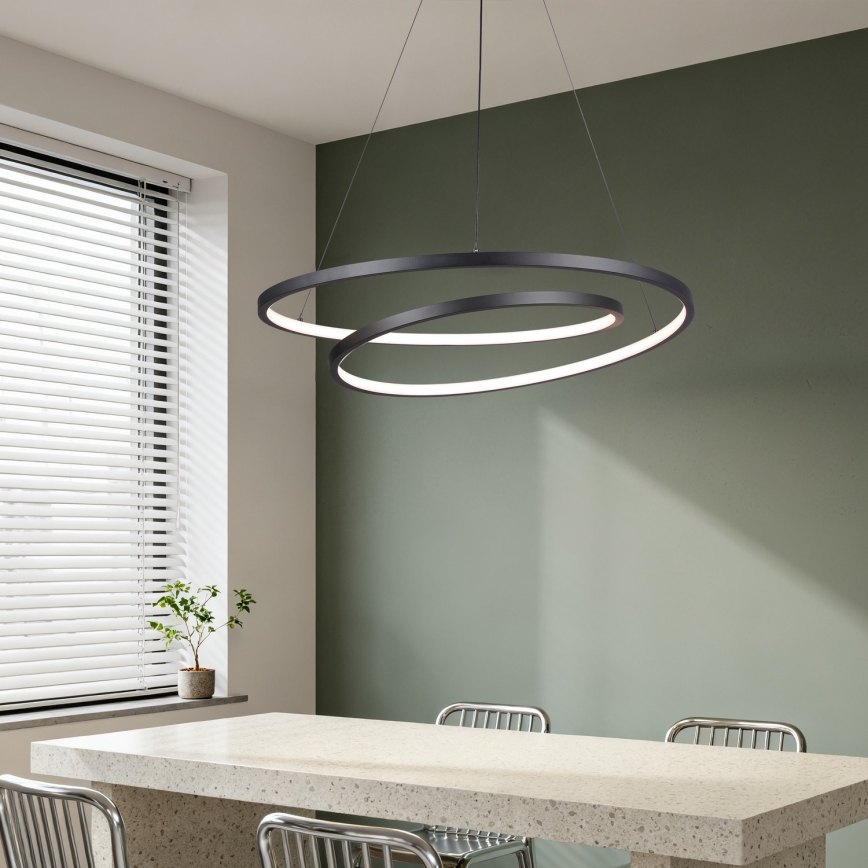 Brilagi - Lampadario dimmerabile a sospensione su cavo TWISTER LED/75W/230V 3000-6000K Ø 70 cm nero + telecomando