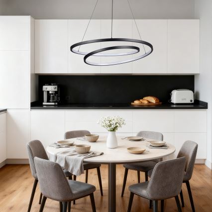 Brilagi - Lampadario dimmerabile a sospensione su cavo TWISTER LED/75W/230V 3000-6000K Ø 70 cm nero + telecomando