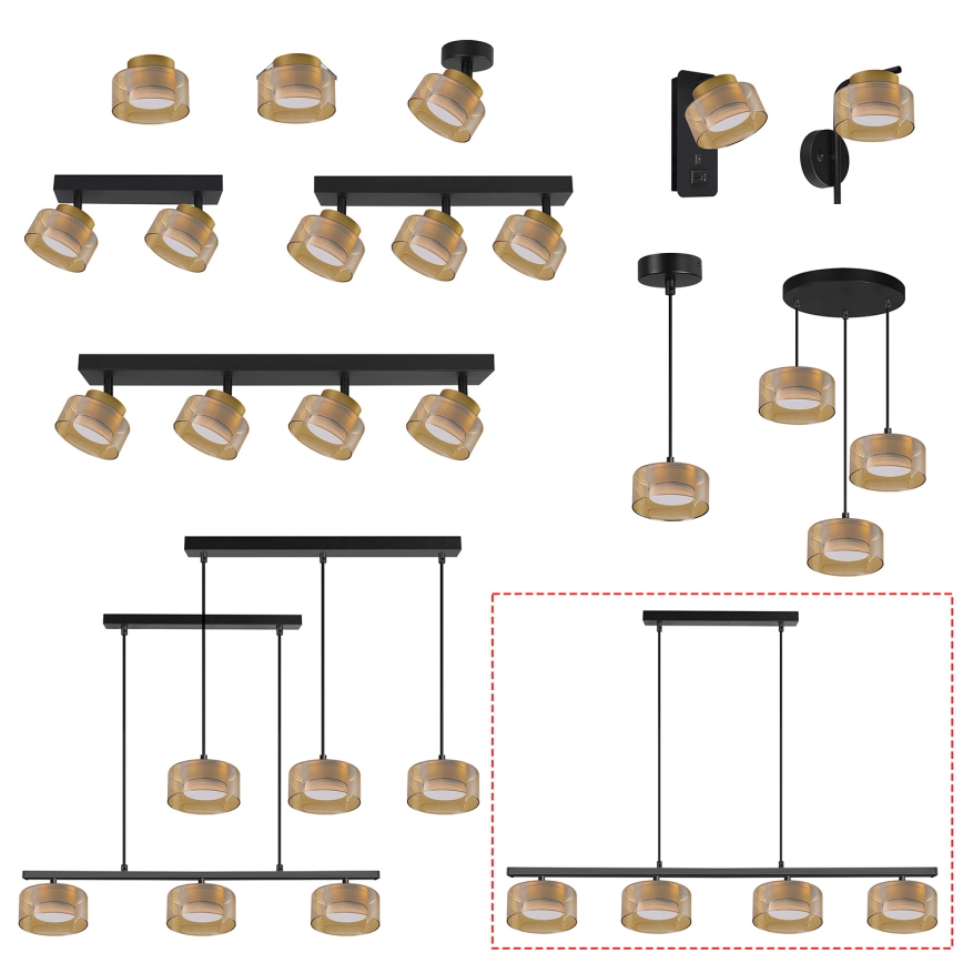 Brilagi - LED Lampadario sospeso su cavo AURA LUX 4xGX53/30W/230V nero/oro