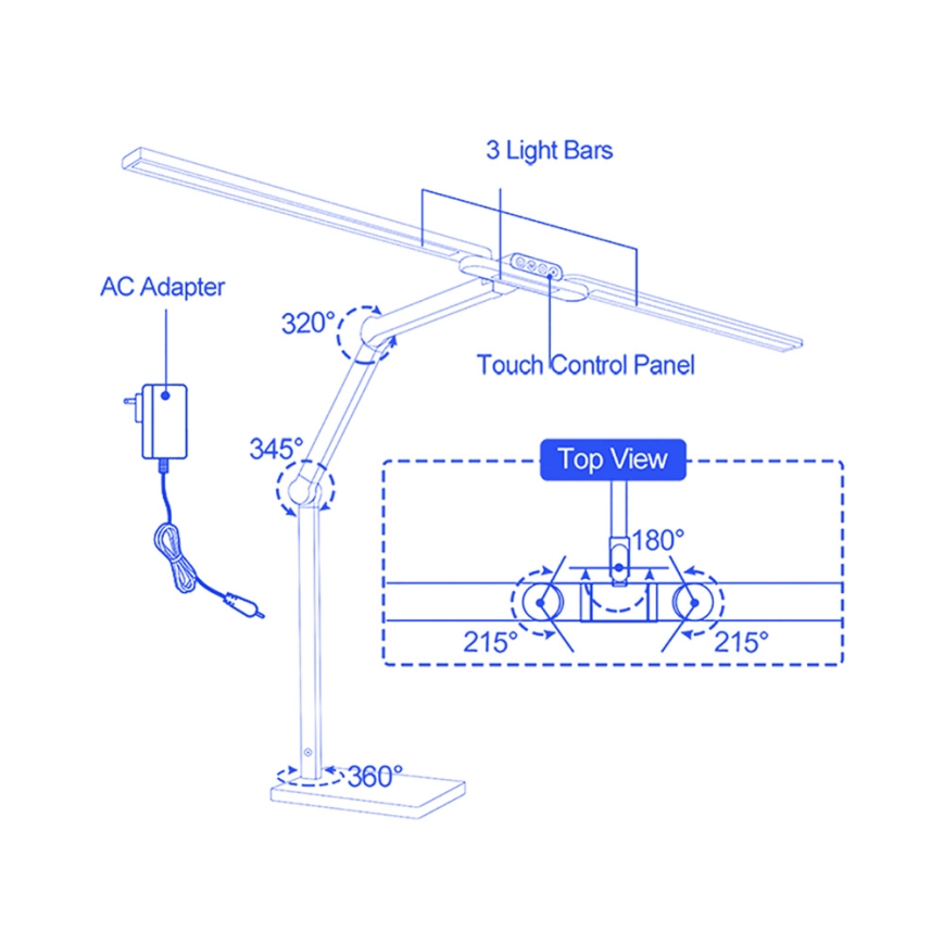 Brilagi - Lampe de bureau tactile dimmable à LED VARIO LED/24W/230V 3000-6500K CRI 92 noire