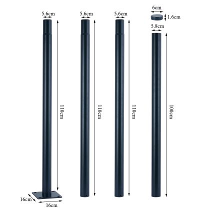 Brilagi - Lampadaire de rue LED URBANSPARK avec mât de 4 m LED/120W/230V anthracite IP65