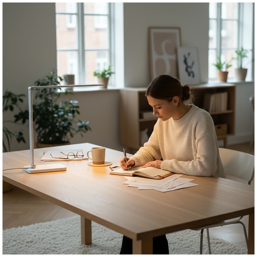 Brilagi - Lampe de bureau tactile dimmable à LED avec charge sans fil QI MODO CHARGE LED/7W/5V 3000/4000/6000K blanche