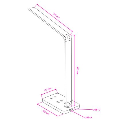 BRILAGI - Lampe de bureau tactile dimmable à LED avec charge sans fil QI MODO CHARGE LED/7W/5V 3000/4000/6000K blanche