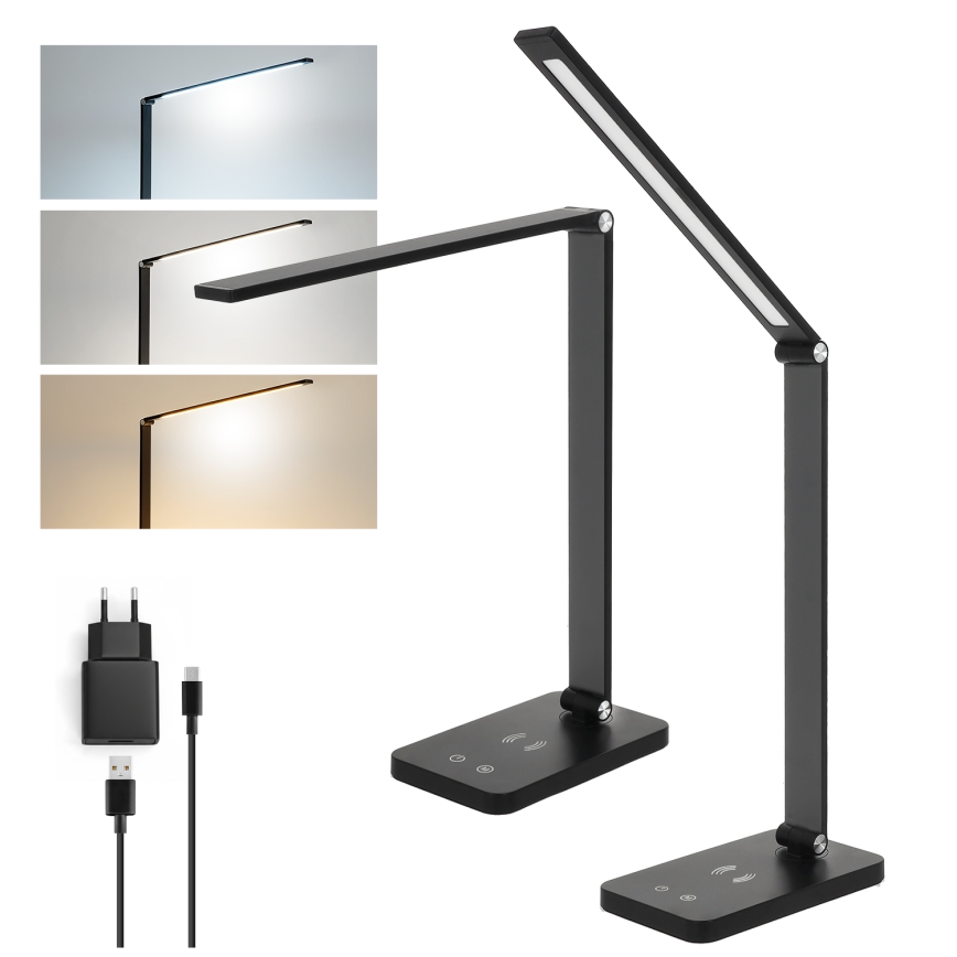 Brilagi - Lampe de table tactile LED dimmable avec charge sans fil QI MODO CHARGE LED/7W/5V 3000/4000/6000K noire